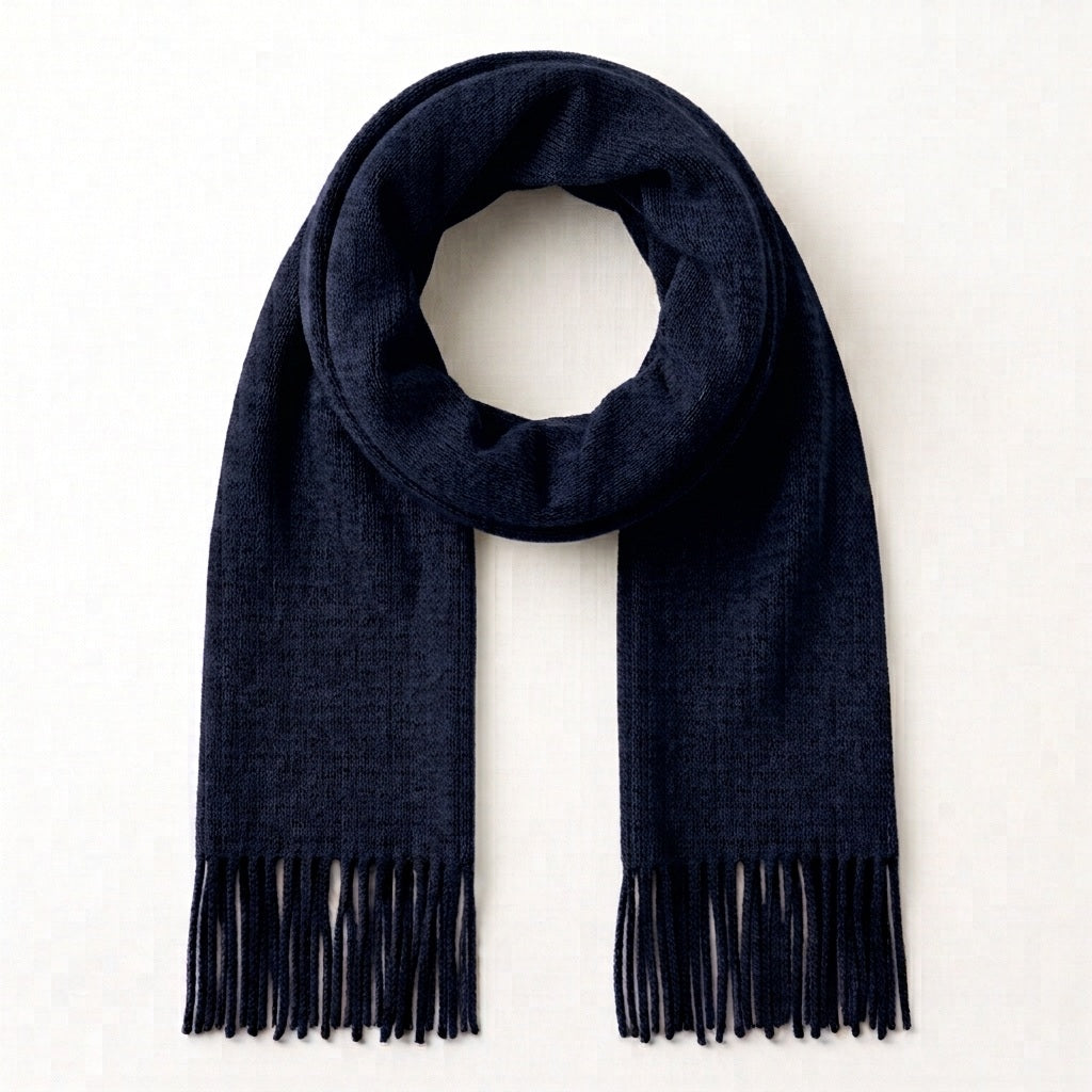 Navy Classic Knitted Men's Scarf