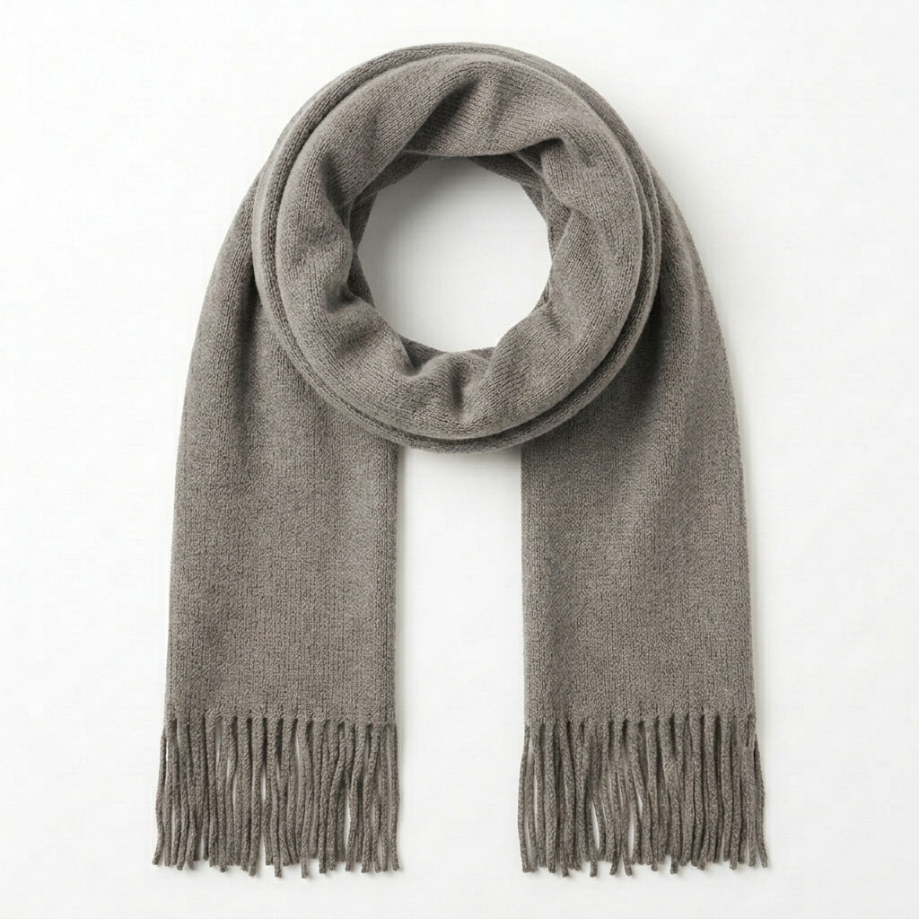 Grey Classic Knitted Men's Scarf