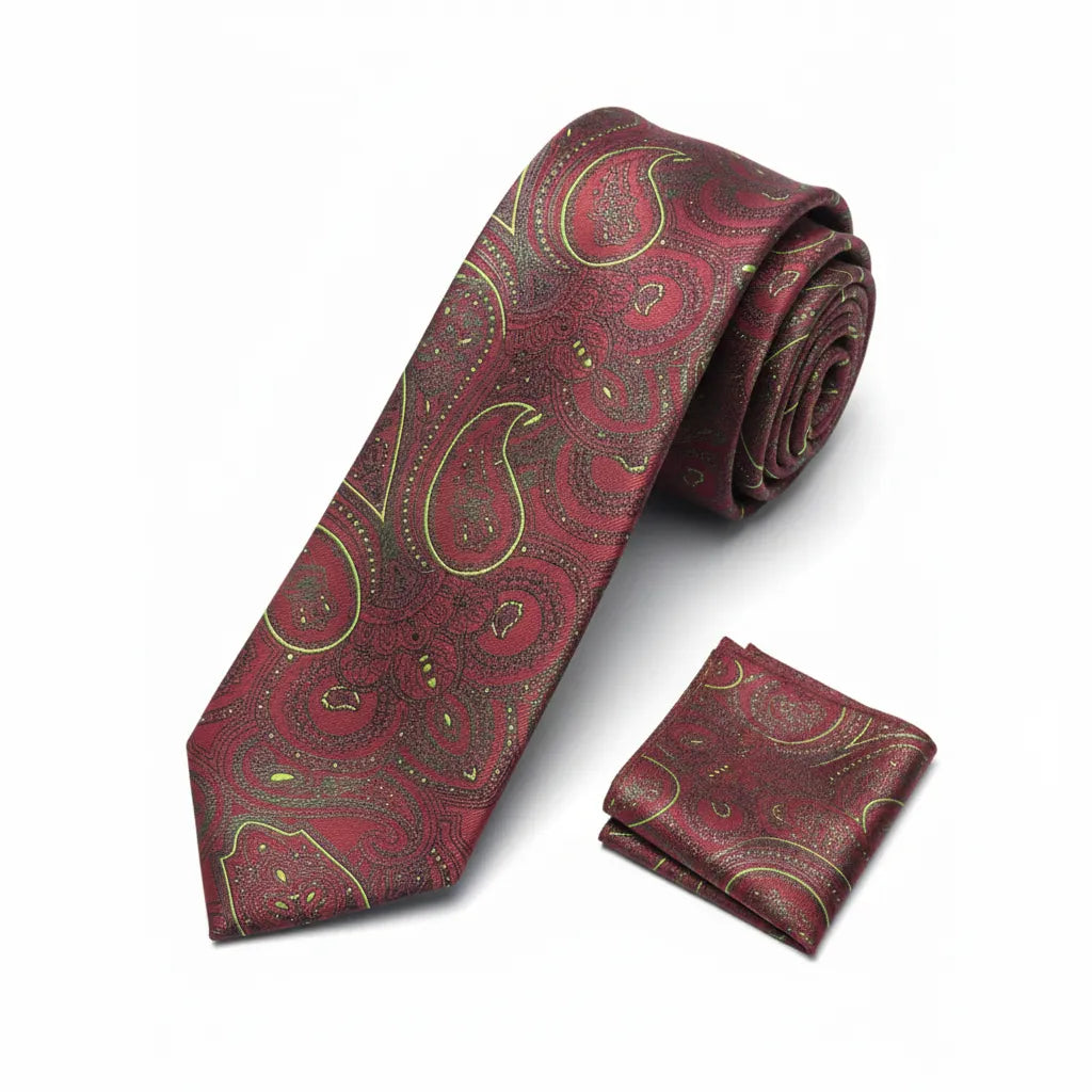 Men's Burgundy Paisley Design Necktie KR 157
