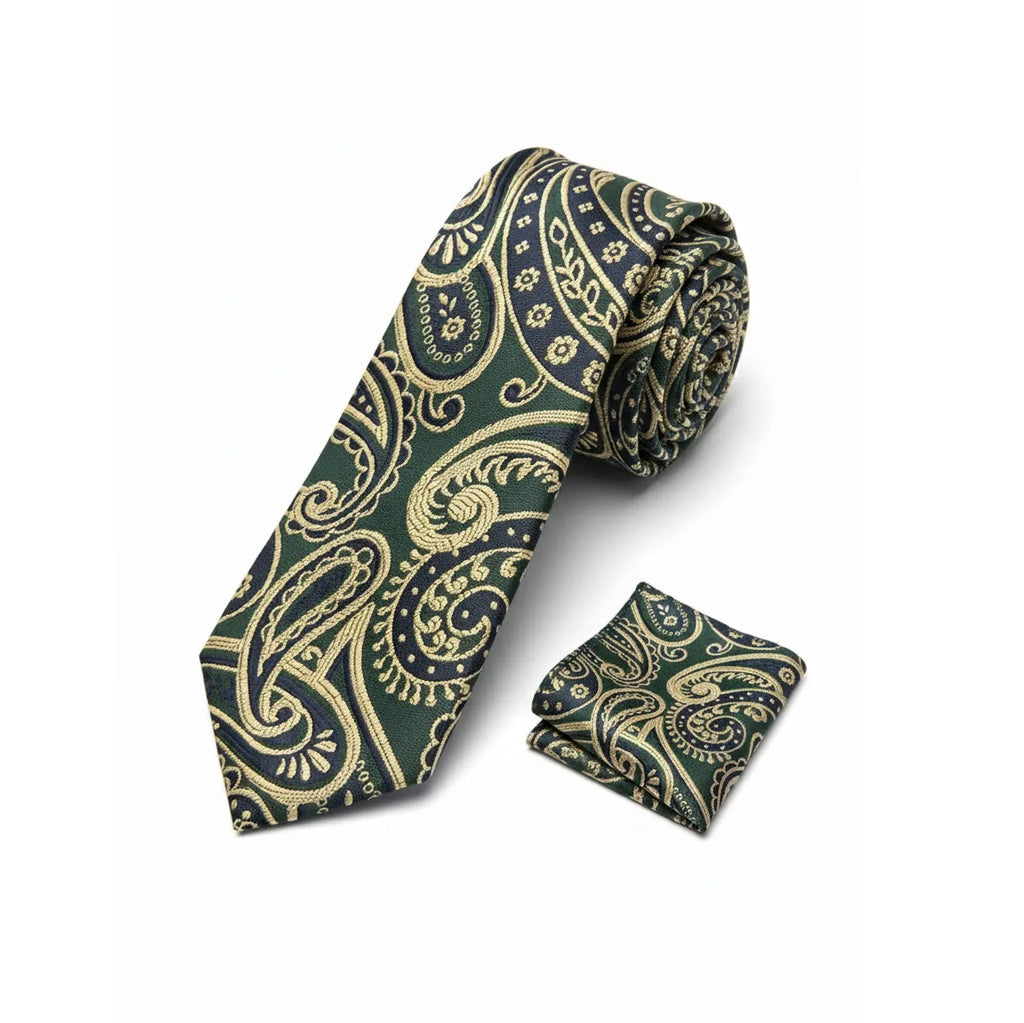 Men's Green Paisley Necktie KR 161