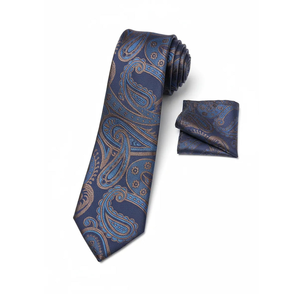 Men's Dark Blue Paisley Necktie KR 161