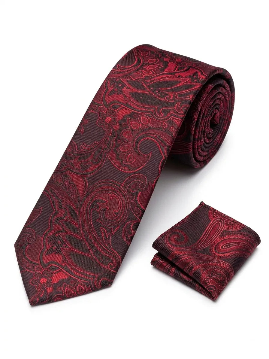 Men's Burgundy Paisley Necktie KR 195