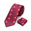 Men's Burgundy Flowery Tie and Pocket Square Set KR 217