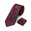 Men's Red Paisley Tie and Pocket Square Set KR 220