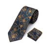 Men's Gold Floral Tie and Pocket Square Set KR 223