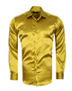 Khaki Shiny Plain Satin Classic Men’s Shirt-Makrom