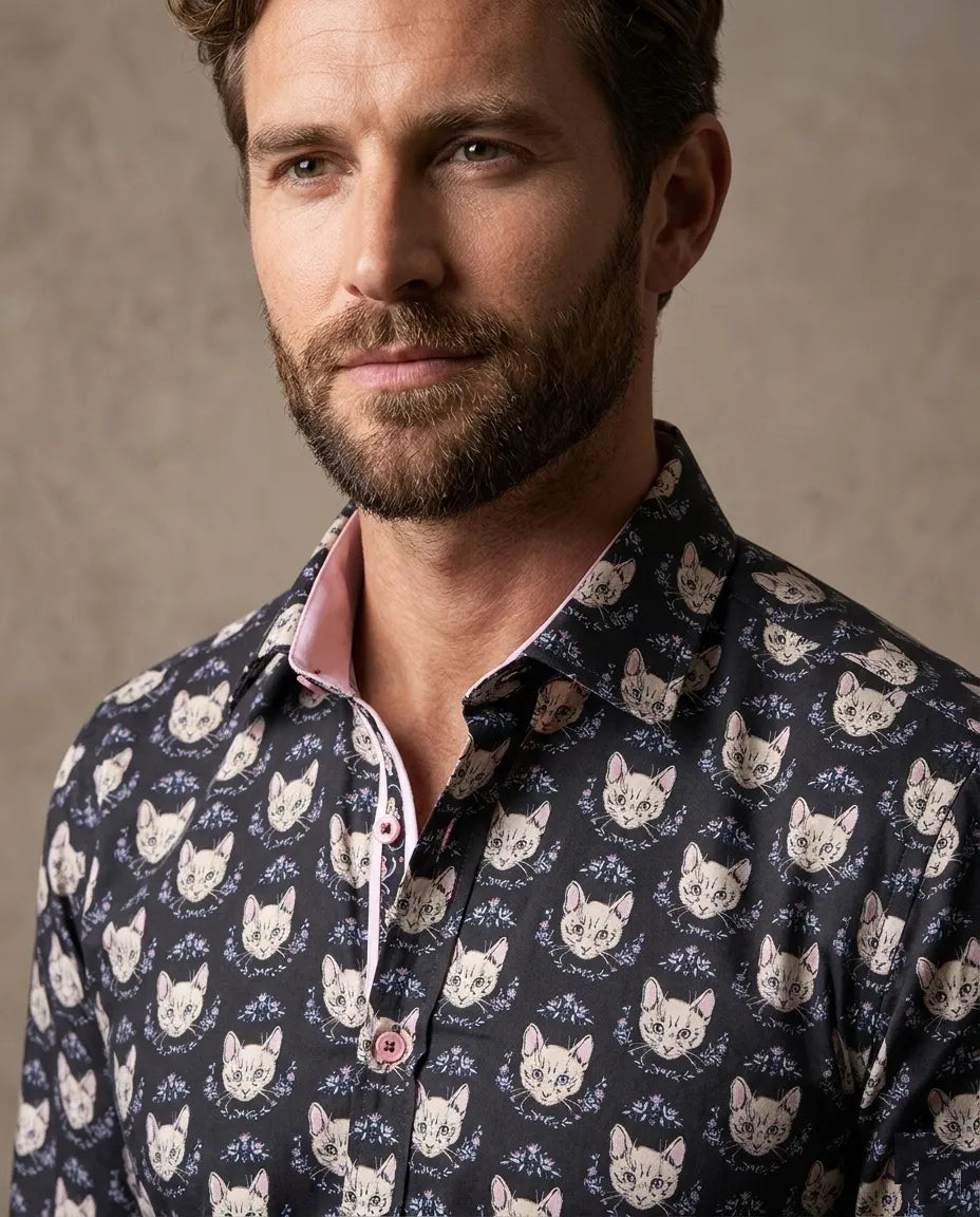 Kitten Print Men's Shirt