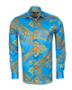 Light Blue Baroque Chain & Paisley Print Men`s Shirt-Makrom
