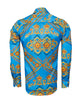 Light Blue Baroque Chain & Paisley Print Men`s Shirt-Makrom