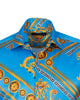 Light Blue Baroque Chain & Paisley Print Men`s Shirt-Makrom