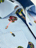 Light Blue Guitar Print Shirt with Matching Handkerchief-Makrom