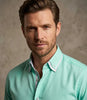 Light Green Double Collar Dotted Print Shirt