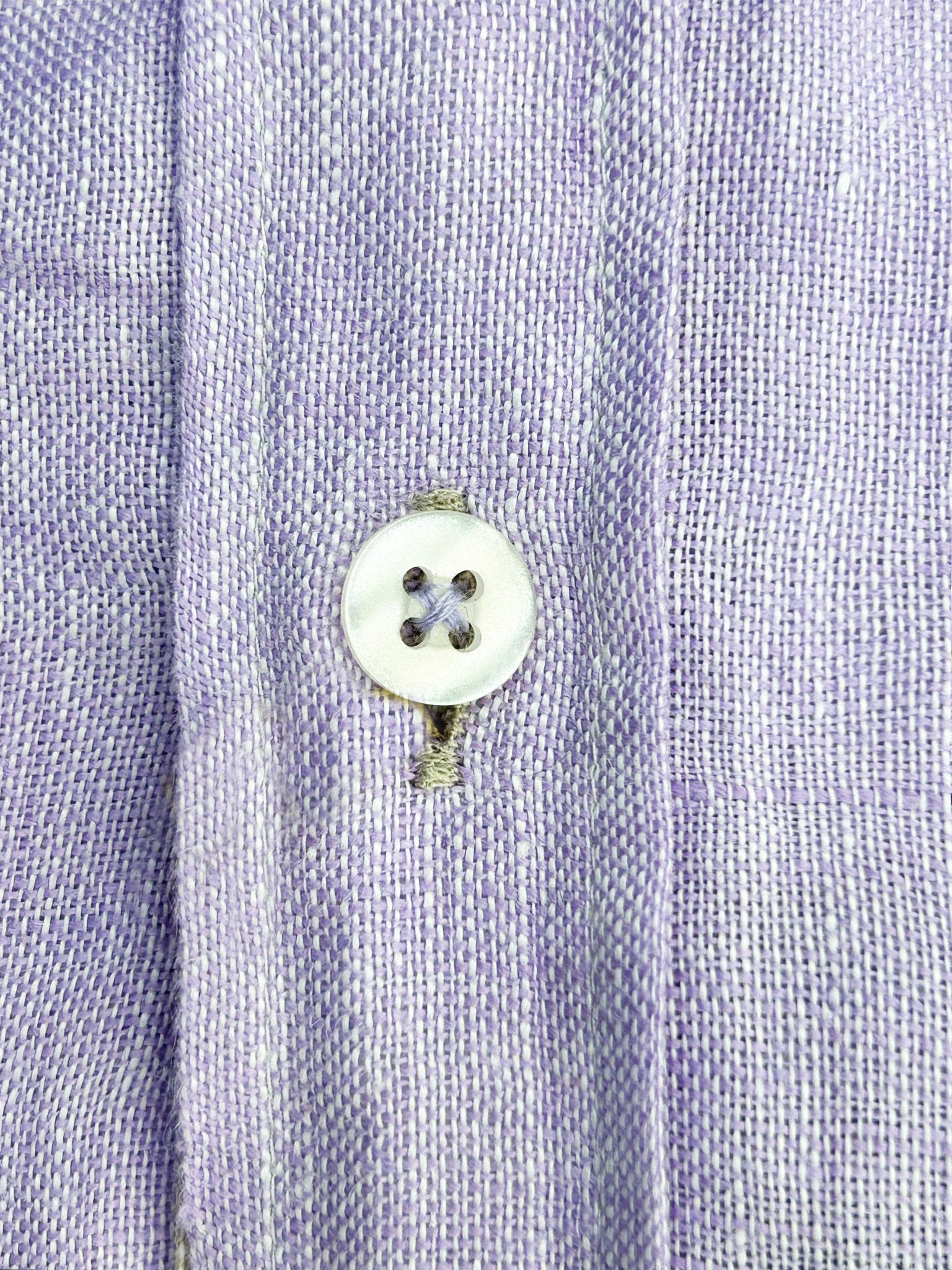 Lilac Plain Linen Long Sleeve Shirt-Makrom