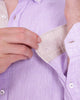 Lilac Plain Linen Long Sleeve Shirt-Makrom