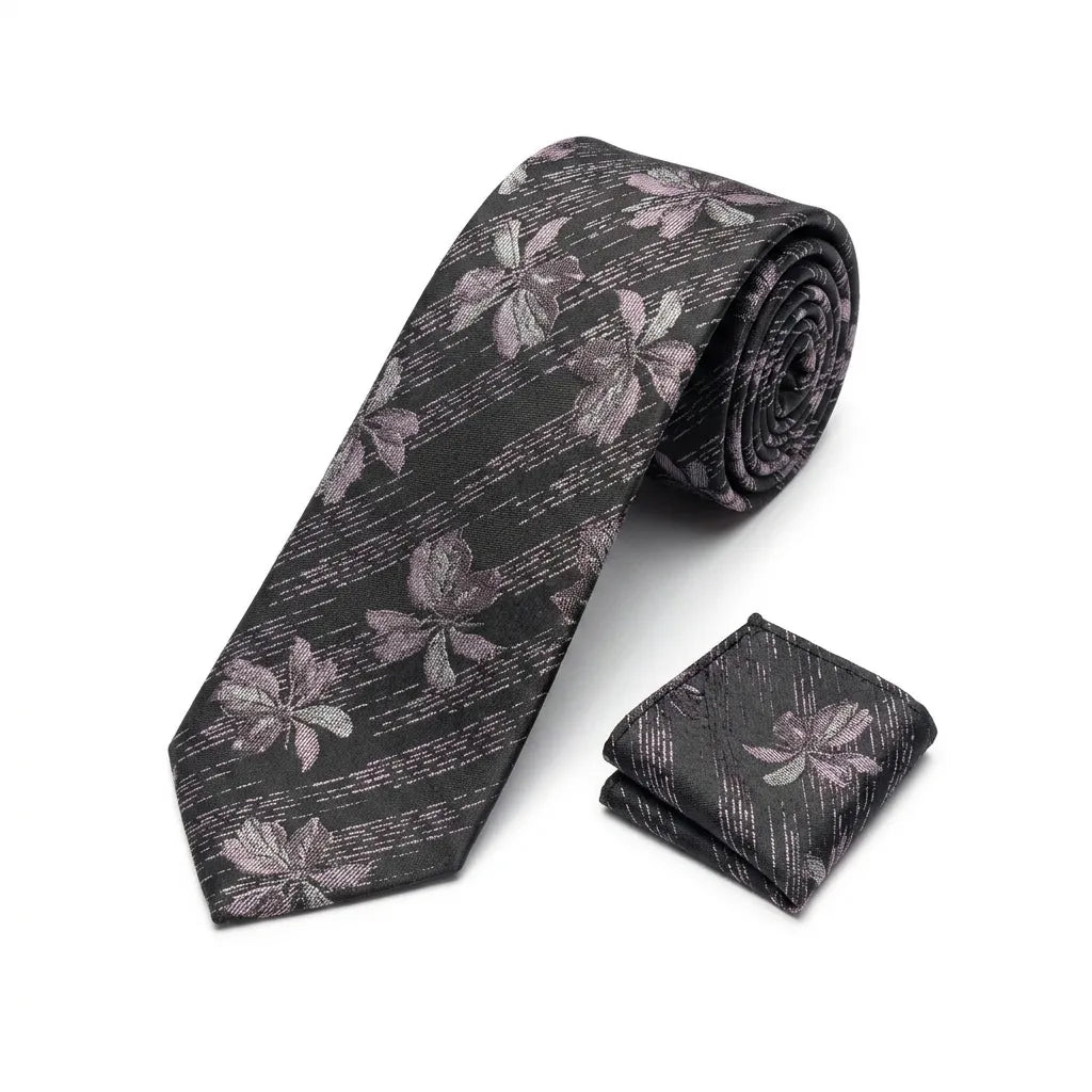 MENS-BLACK-FLOWER-TIE