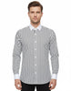 Makrom Double Cuff Shirt - Black Stripe Contrast Collar, Stylish & Comfortable-Makrom