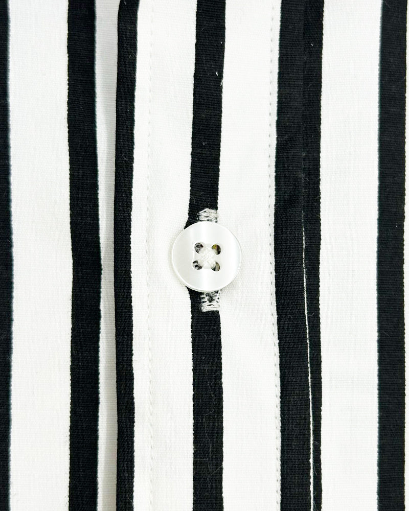 Makrom Double Cuff Shirt - Black Stripe Contrast Collar, Stylish & Comfortable-Makrom