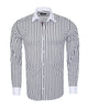 Makrom Double Cuff Shirt - Black Stripe Contrast Collar, Stylish & Comfortable-Makrom