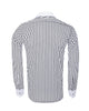 Makrom Double Cuff Shirt - Black Stripe Contrast Collar, Stylish & Comfortable-Makrom