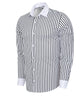 Makrom Double Cuff Shirt - Black Stripe Contrast Collar, Stylish & Comfortable-Makrom