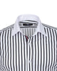 Makrom Double Cuff Shirt - Black Stripe Contrast Collar, Stylish & Comfortable-Makrom