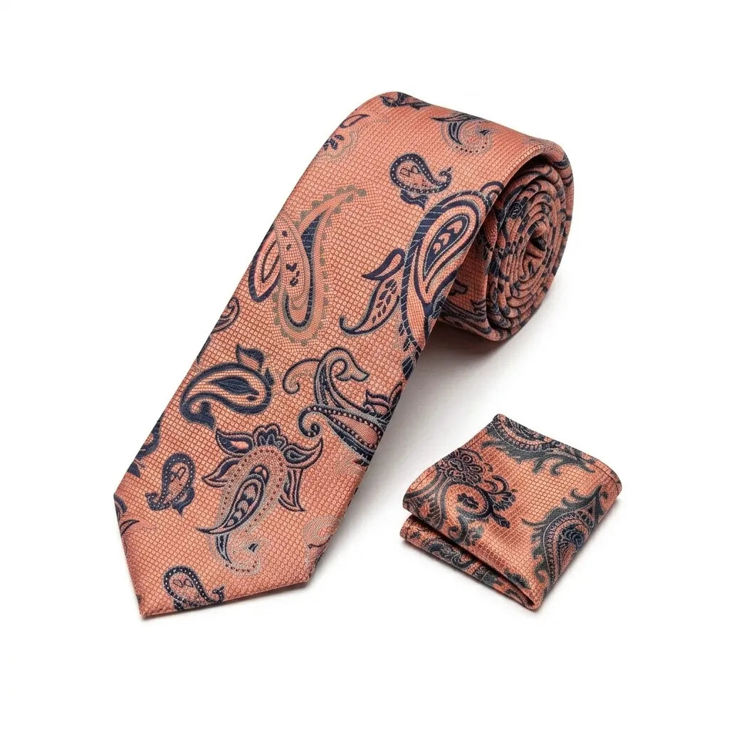 Men's Pink Paisley Design Necktie KR 172