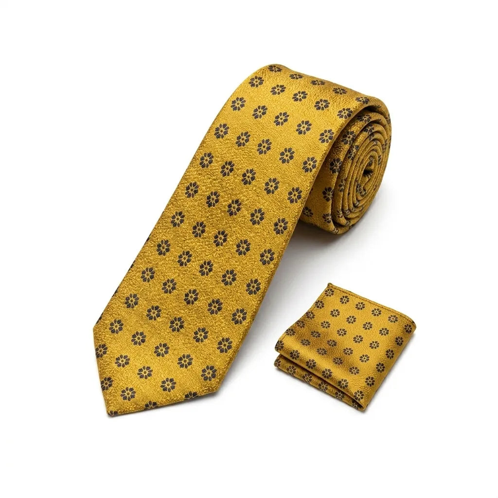 Men's Yellow Dot Design Necktie KR 171