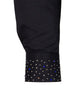Men’s Black Dress Shirt with Crystal-Studded Collar and Cuffs-Makrom