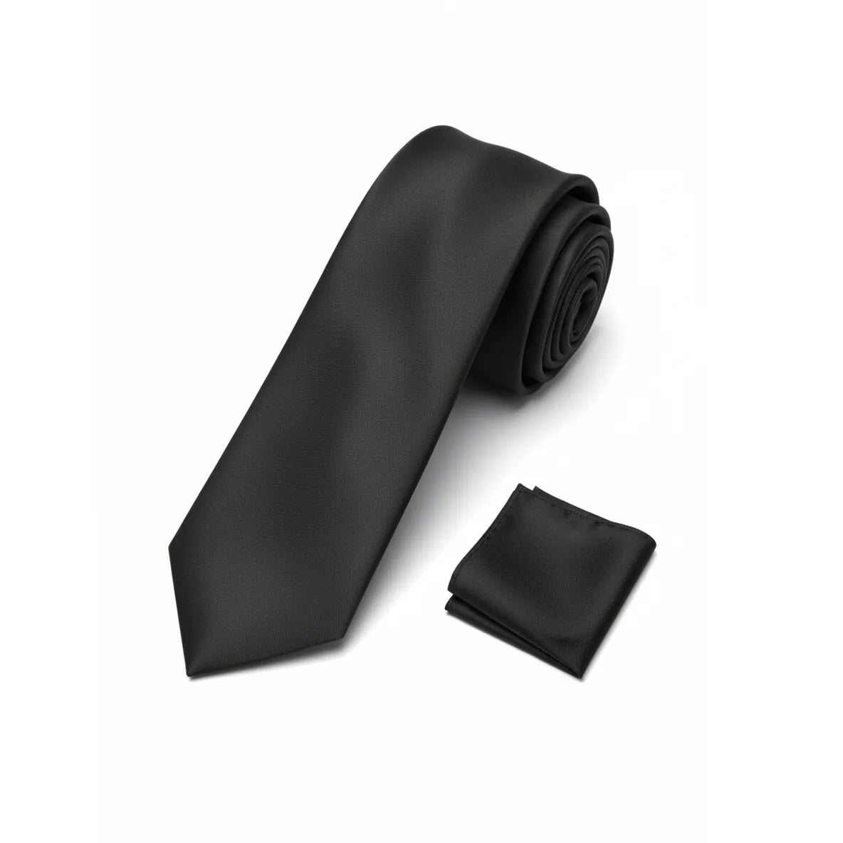 Men's Black Shiny Necktie KR 03-Makrom