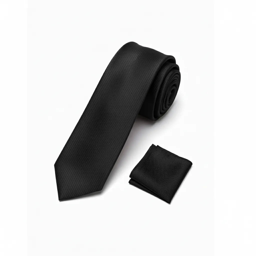 Men's Black Stripe Pattern Necktie KR 156-Makrom