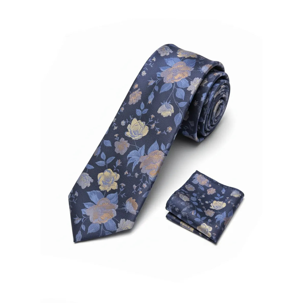 Men's Blue Flower Design Necktie KR 159-Makrom