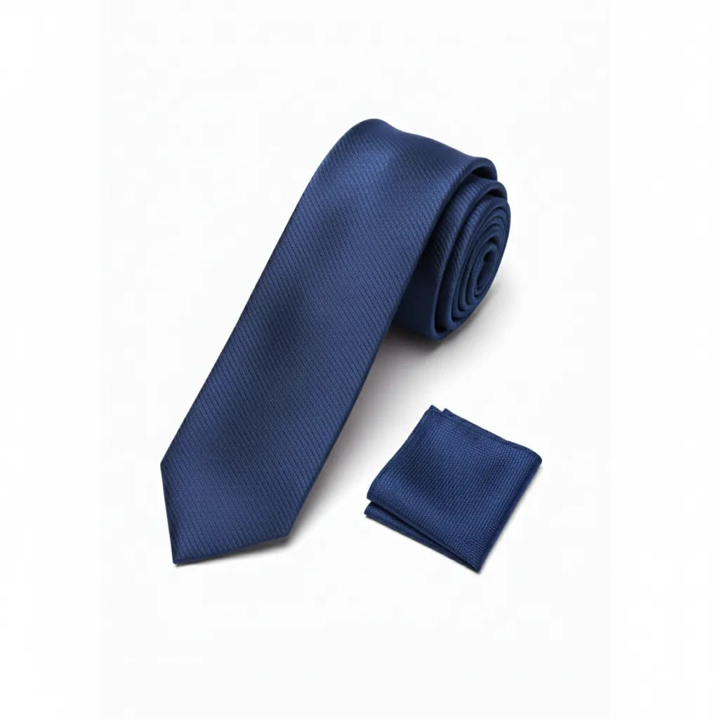 Men's Dark Blue Stripe Pattern Necktie KR 156-Makrom