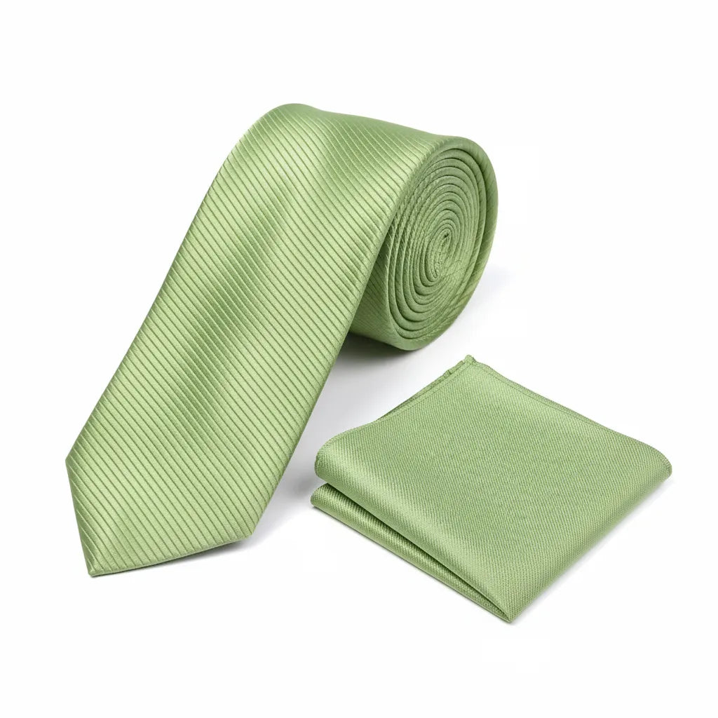 Men's Green Stripe Pattern Necktie KR 156-Makrom