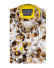 Floral patterned shirt with yellow accents and 'Oscar Banks' label on a white background