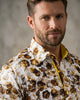 Mustard Floral Cotton Shirt with Matching Handkerchief