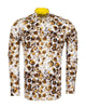 Long-sleeve shirt with a floral pattern on a white background