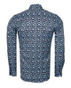 Navy Floral Pattern Print Shirt-Makrom