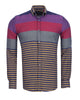 Navy Front Row Striped Print Shirt-Makrom