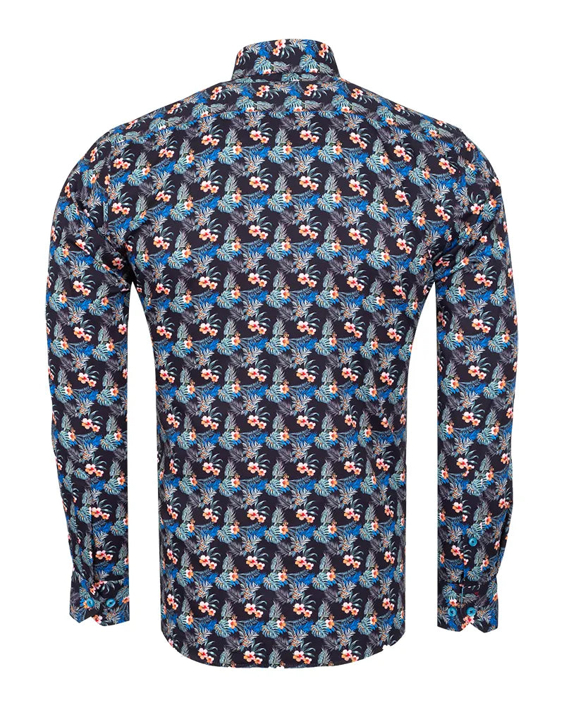 Floral patterned shirt on a white background