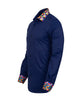Navy Plain Shirt with Multicoloured Trim-Makrom