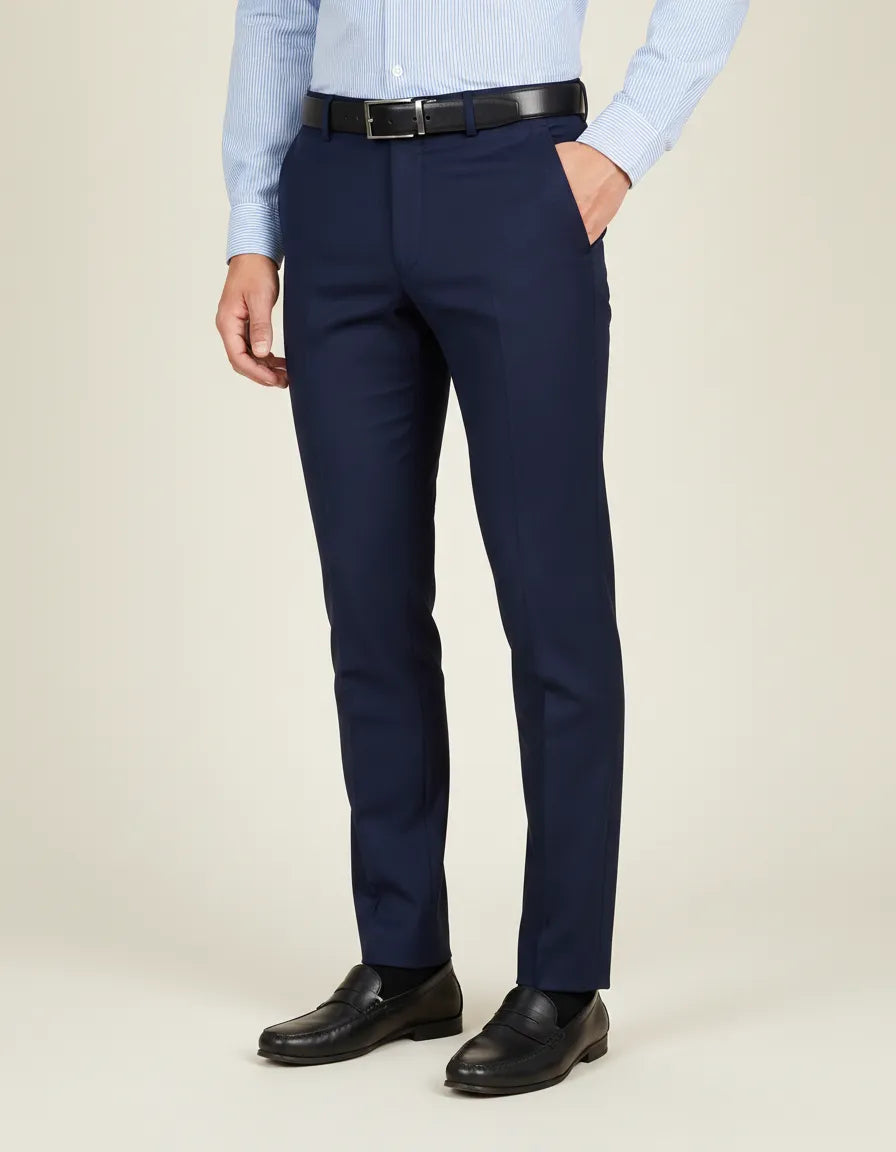 Navy Plain Suit Trouser-Makrom