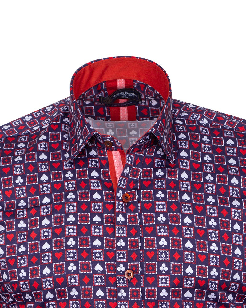 Navy Playing Card Symbols Print with Matching Handkerchief-Makrom