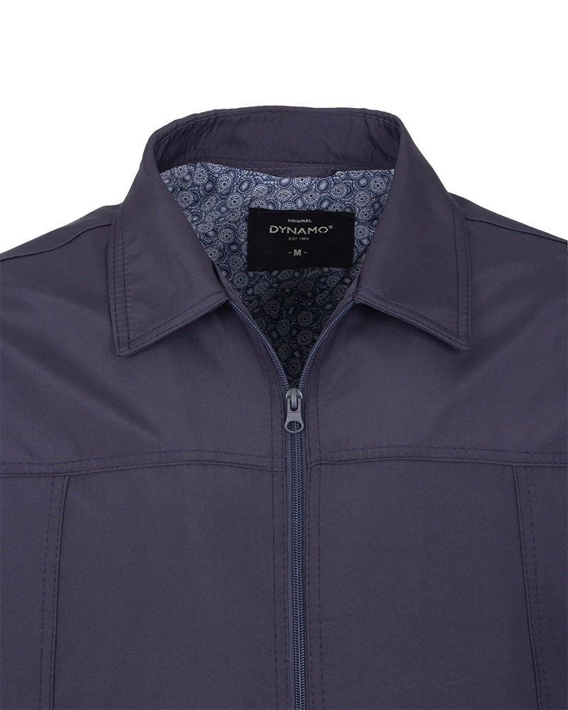 Navy Zip-Up Jacket with Classic Collar-Makrom