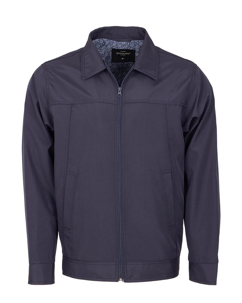 Navy Zip-Up Jacket with Classic Collar-Makrom