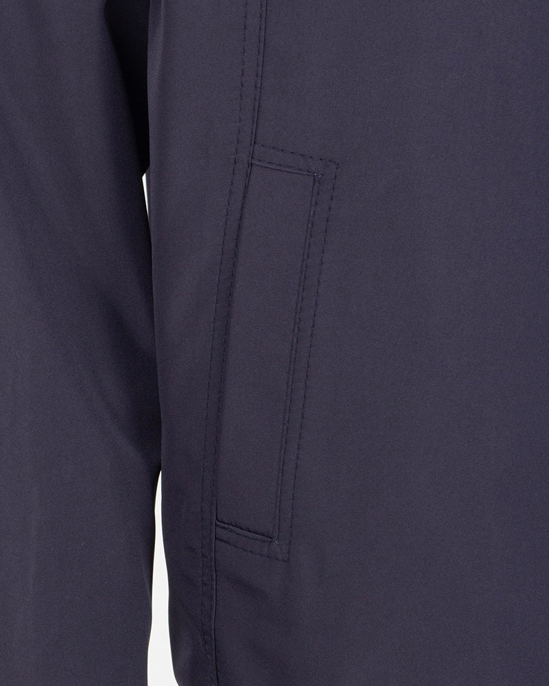 Navy Zip-Up Jacket with Classic Collar-Makrom