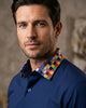 Navy Plain Shirt with Multicoloured Trim
