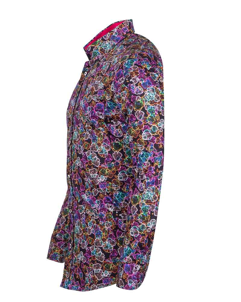 Neon Colourful Print Men's Shirt with Matching Handkerchief-Makrom