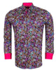 Neon Colourful Print Men's Shirt with Matching Handkerchief-Makrom