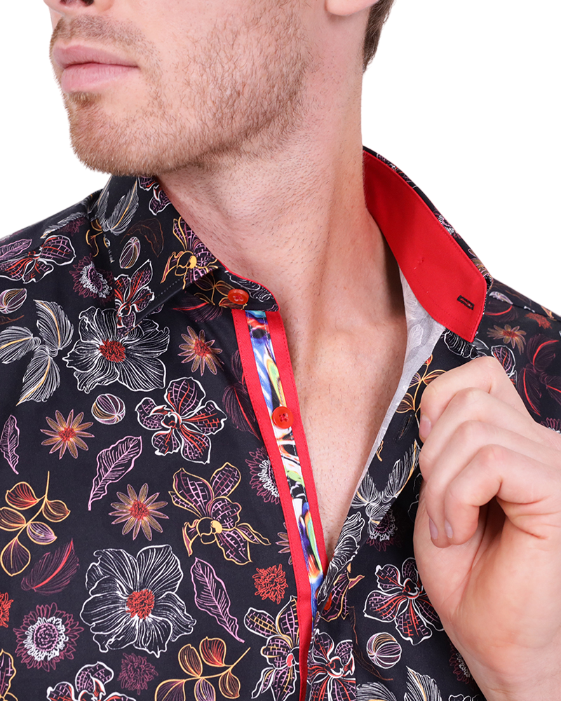 Neon Flower Print Shirt with Matching Handkerchief-Makrom