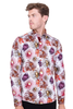 New Year Print Men's Shirt with Matching Handkerchief-Makrom
